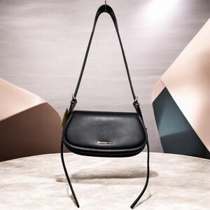 Michael Kors Black Lydia SM Flap Leather XBody Bag